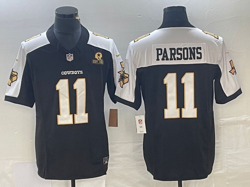 Men Dallas Cowboys 11 Parsons Black Gold Thanksgiving Nike Limited Vapor Untouchable NFL Jersey